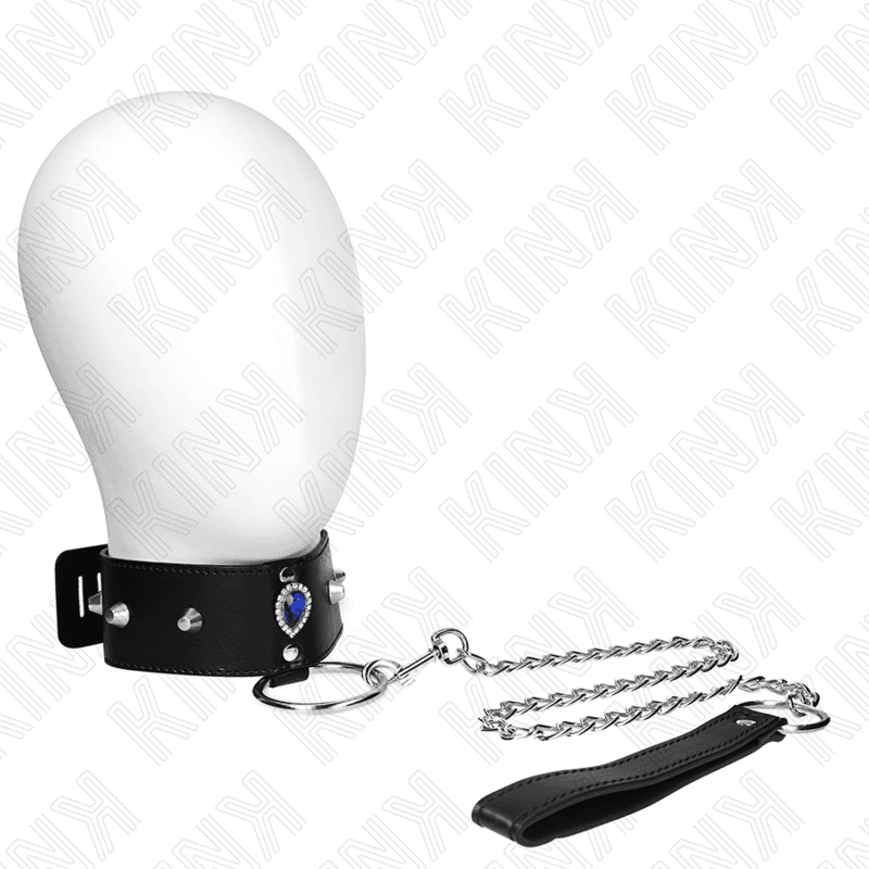 Kink Colar 65 cm com Alça com Diamantes Azuis Ajustável 36-43 cm x 5 cm