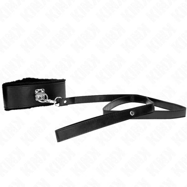 Kink Colar com Trela 116 cm com Pregos Prata Modelo 4 Preto Ajustável 40-48 cm x 6 cm - D-240780