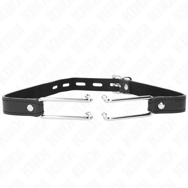 Kink Mordaça de Gancho de Metal 11,5 cm com Alça de Couro Ajustável 39-58 cm x 2 cm
