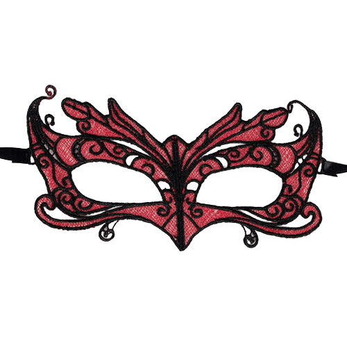 QUEEN LINGERIE - MSCARA DE RENDA COM DETALHES VERMELHOS