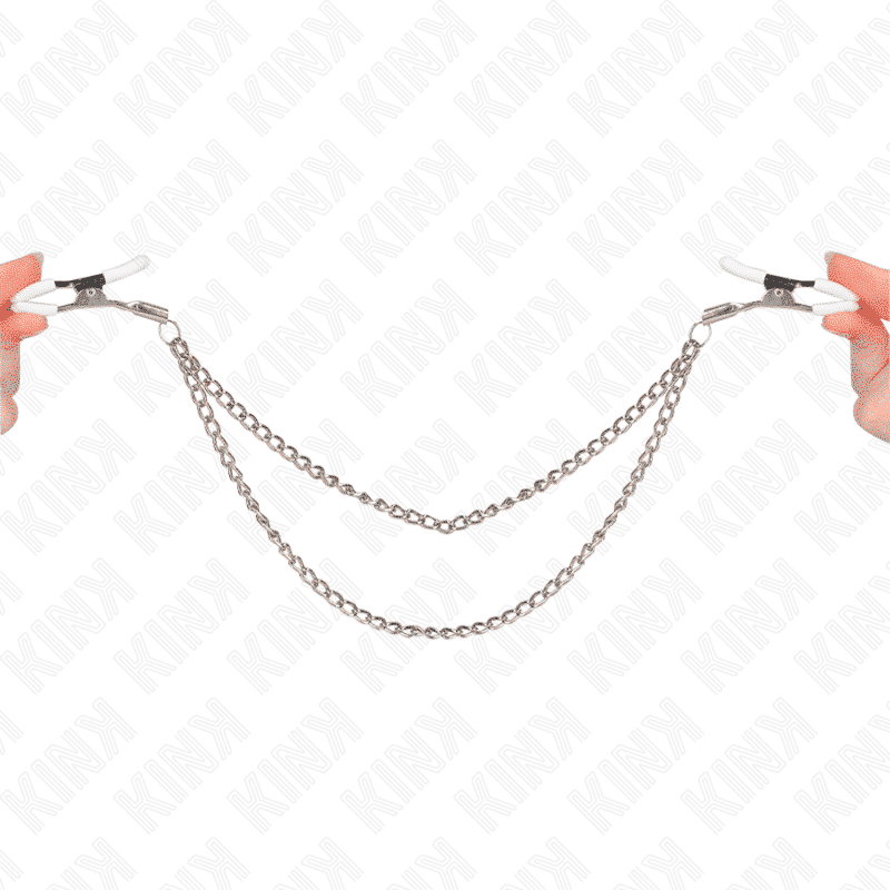 Kink Pinças para Bicos com 2 Correntes Finas Prata 20/23 cm