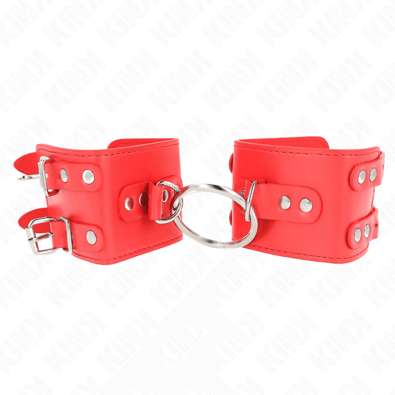 Kink Pulso Fixo com Anel e Pregos Ajustáveis Vermelho 17-22 cm x 6,5 cm