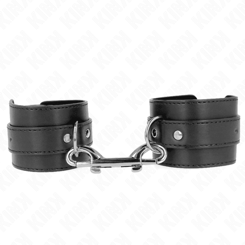 Kink Retenções de Pulso Linha de Rebite Única e Fivela Grande Preta Ajustável 17-28 cm x 5 cm