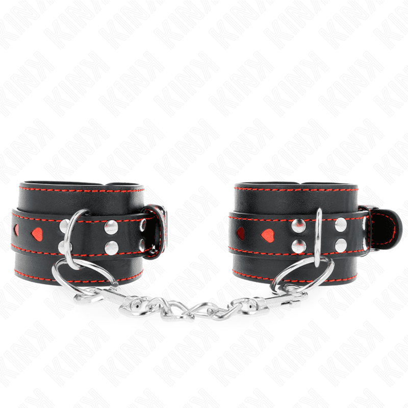 Kink Pulso Preto com Inserção de Coração Vermelho Ajustável 21-28 cm x 5,5 cm