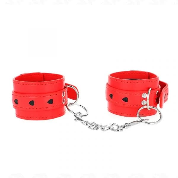 Kink Pulso Vermelho com Inserção de Coração Preto Ajustável 21-28 cm x 5,5 cm