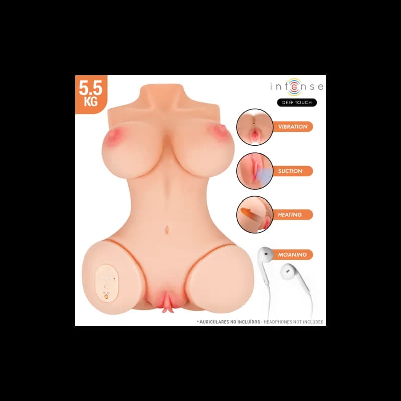 INTENSE DEEP TOUCH - TORSO REALISTA COM SUCÇÃO E GEMIDOS COM CONTROLE REMOTO DE VIBRAÇÃO FEMININA