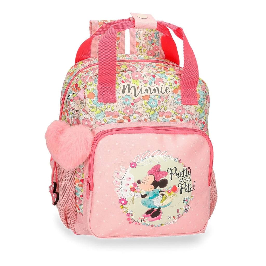 MOCHILA ESCOLAR DISNEY MINNIE FLORALS 28CM ROSA