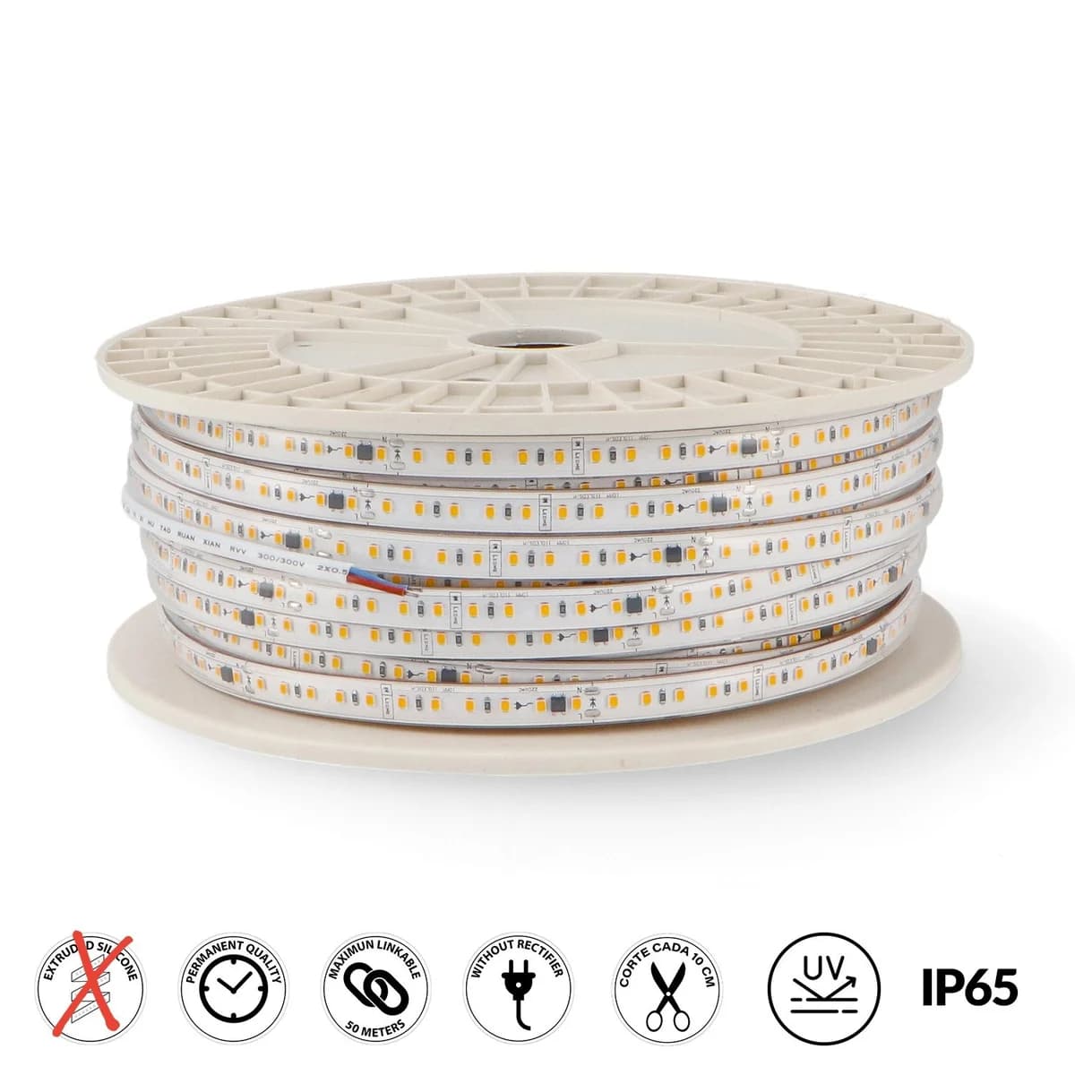 Fita de LED 230V SMD Bergamo 17W/m IP65 - 50 metros 2300K
