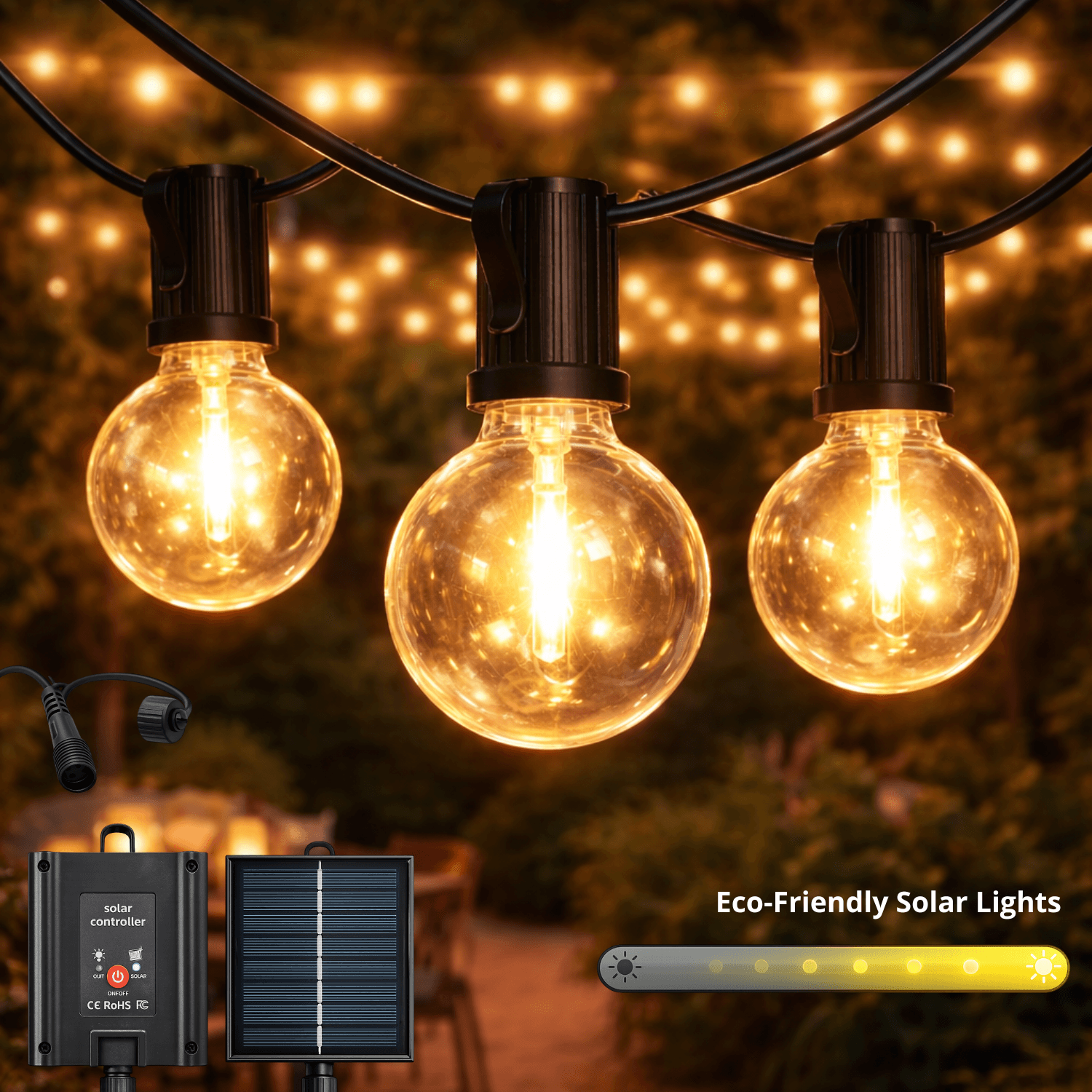 Grinalda Led Solar de 15 Lâmpada 7,5M Exterior