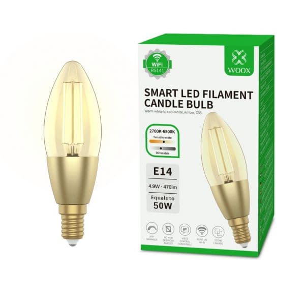 Woox Lâmpada Inteligente Vela E14 R5141 Wi-Fi 2700K-6500K Dimmable