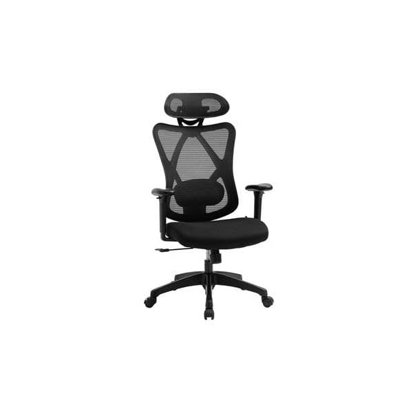 Vinsetto Cadeira Apoio Braços 2D Cadeira Altura Ajustável Apoio a Cabeça Suporte Lombar Alto 67x64x117-127cm Preto - 921-489