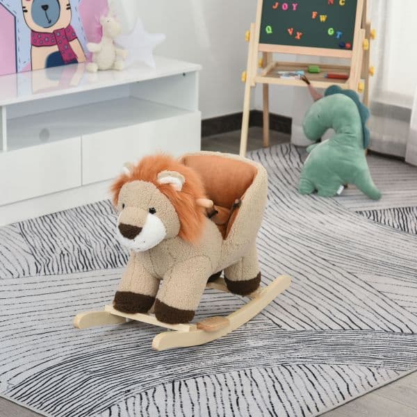 Homcom Baloiço Infantil em Forma de Leão 68x35x50cm Marrom