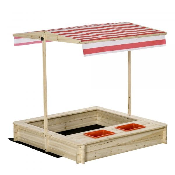 Outsunny Caixa de Areia Infantil de Madeira 118x118x118cm