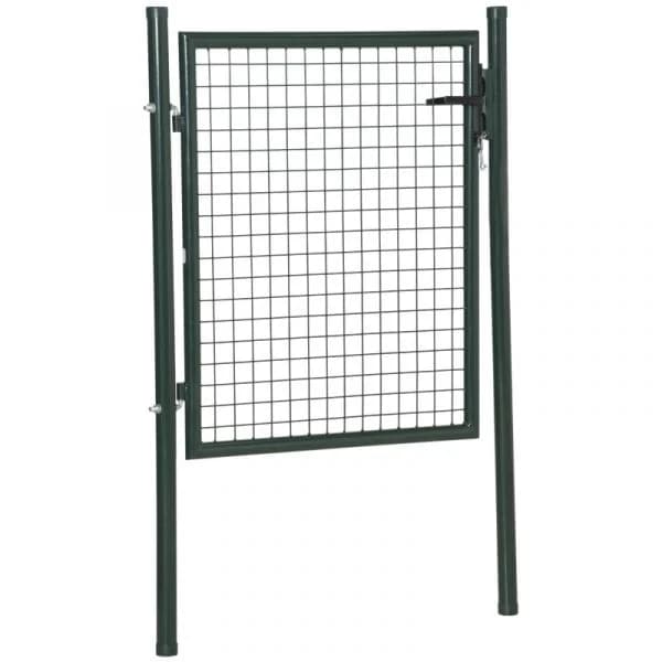 Homcom Porta Vedação de Jardim de Aço com Maçaneta de Fechadura e 3 Chaves Porta de Vedação 97x150cm Verde - B70-056