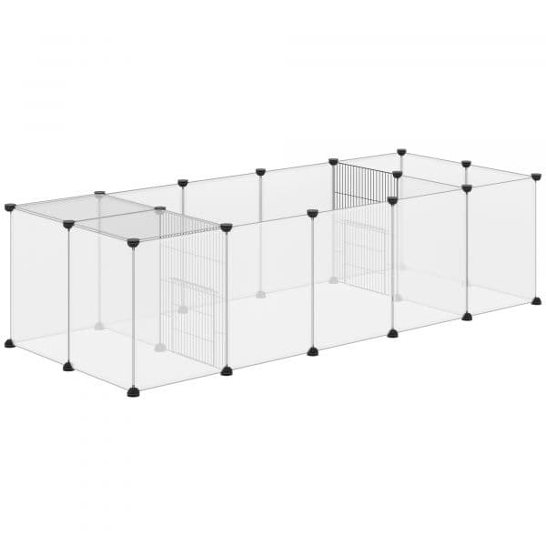 Pawhut Cerca Diy com 20 Painéis Parque Pequenos Modular 175x70x45 cm Translúcido