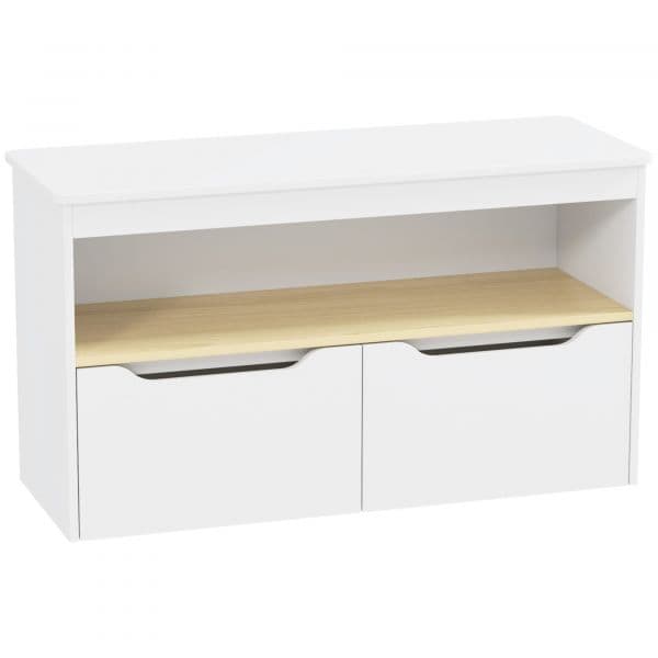 Aiyaplay Organizador de Brinquedos Móvel de Arrumação Infantil com 2 Gavetas e Compartimento 80x30x45 cm Branco - 311-085V80WT