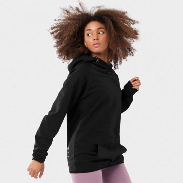 Siroko Black Square Hoodie Preto XS Mulher