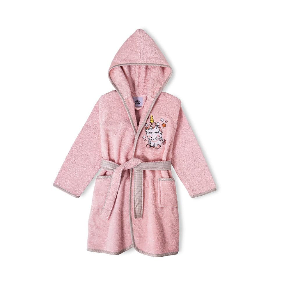 Roupão De Banho 100% Terry Algodão T 6 8 Rosa Interbaby