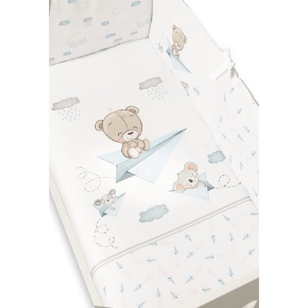 Conjunto 2 Pçs Amovivel (Colcha+Protetor De Cama) Paper Plain Azul Interbaby