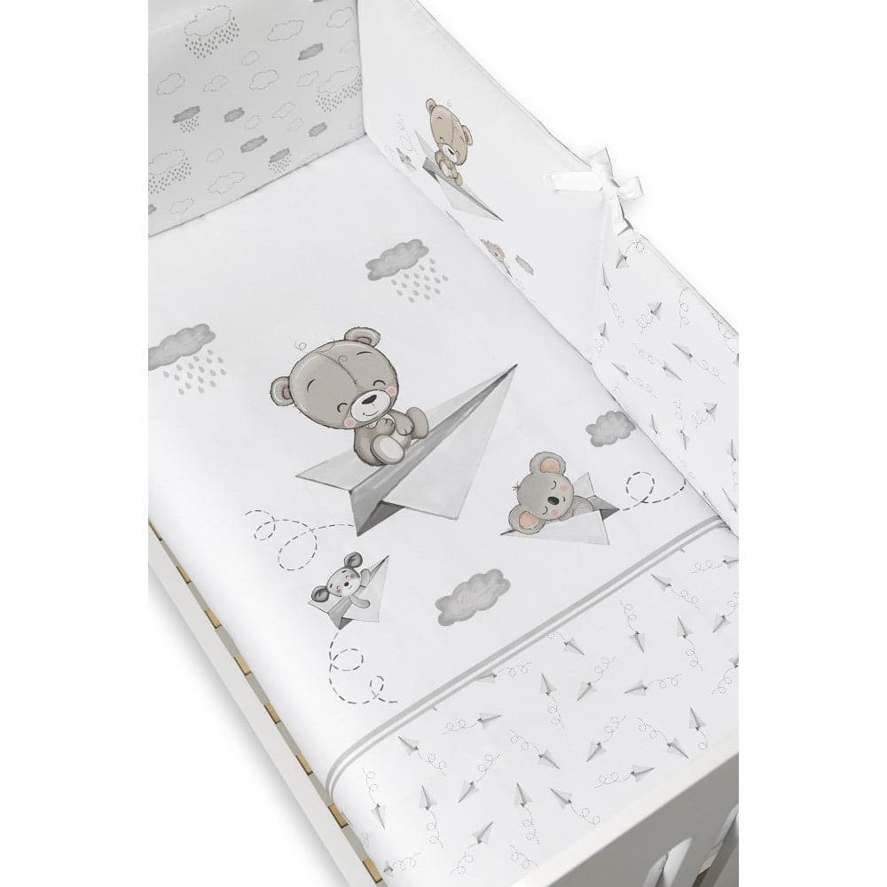 Conjunto 2 Pçs Amovivel (Colcha+Protetor De Cama) Paper Plain Cinza Interbaby