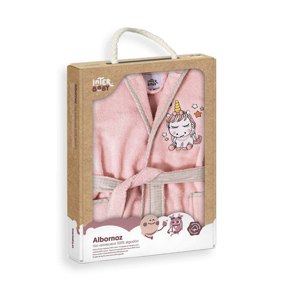 Roupão De Banho 100% Terry Algodão Em Caixa T 6 8 Rosa Interbaby