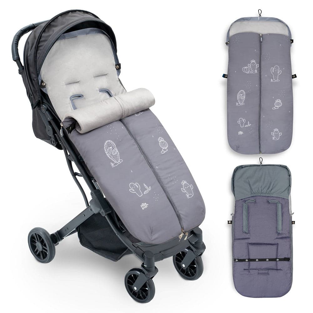 Saco Universal Para Carrinho de passeio Impermeável 46X105 Cms Coralina Cactus Cinza Interbaby