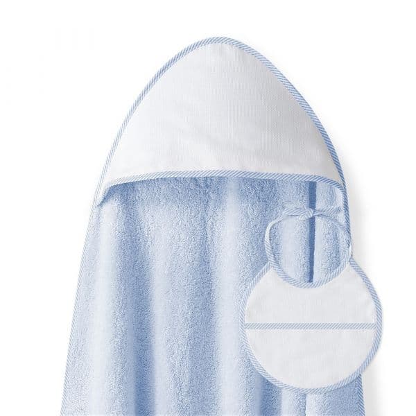 Interbaby Toalha de Banho 100X100 Algodão + Babete Punto de Cruz Azul