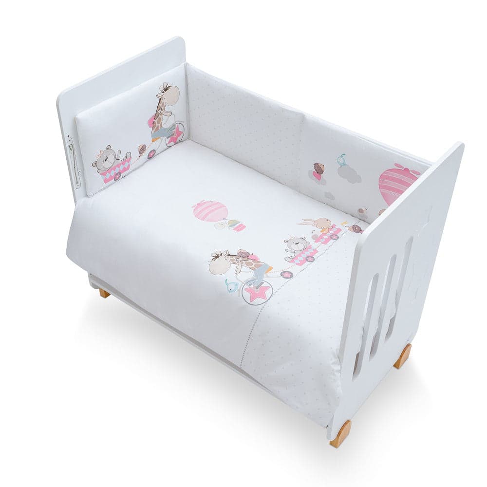 Conjunto 2 Pçs Amovivel (Colcha+Protetor De Cama) Jirafa Bicicleta Rosa Interbaby