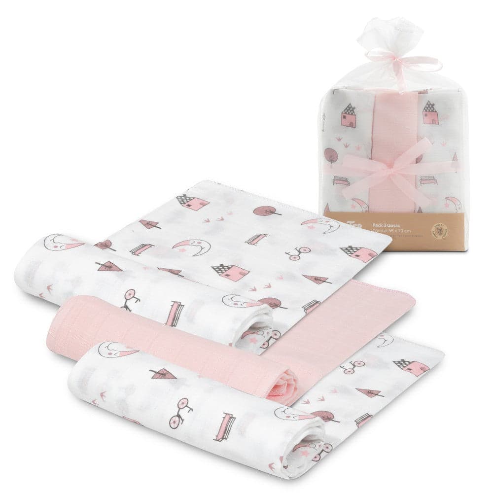 Fraldas Bambu 55X70 Moon Pack 3 Rosa Interbaby