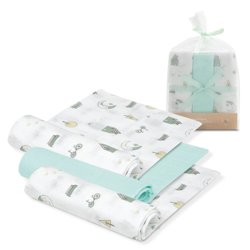 Interbaby Fraldas Bambu 55X70 Moon Pack 3 Verde