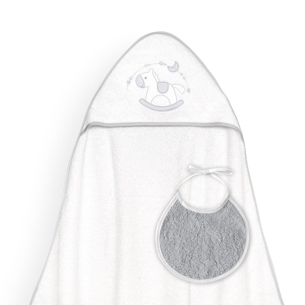 Interbaby Toalha de Banho 100X100 + Babete Caballito Cinza