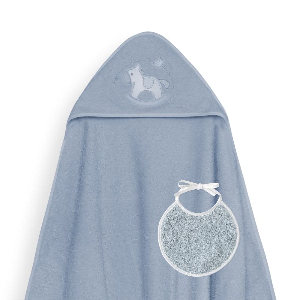 Interbaby Toalha de Banho 100X100 + Babete Caballito Azul Escuro