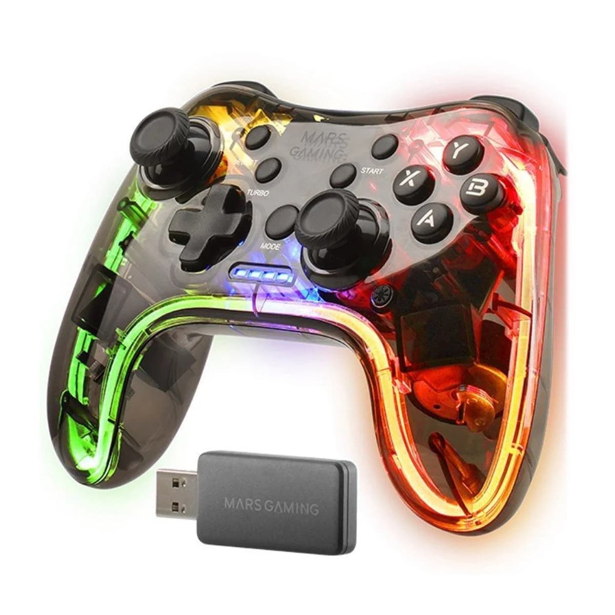 Mars Gaming Gamepad MGP-24 Wireless RGB Transparente