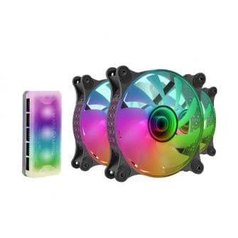 Mars Gaming Ventoinha 120mm MF3D Argb (Pack3) + Hub + Controlador Preta - MF3DKIT