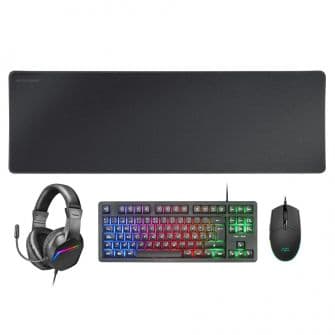 Teclado Mars Gaming Combo MARS GAMING MCP-RGB3, 4IN1 TKL RGB KEYBOARD, 3200DPI MOUSE, FRGB HEADSET, XXL MOUSEPAD BLACK - MCPRGB3PT