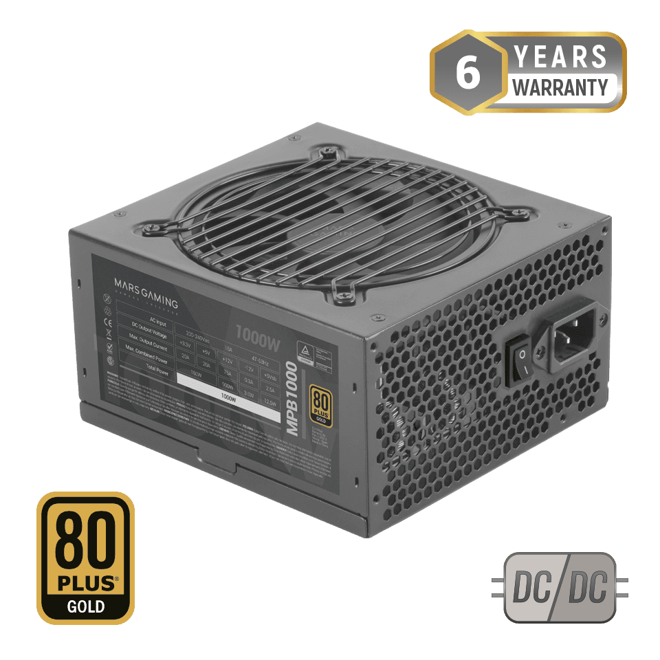 Mars Gaming MPB1000SIM 80Plus Gold Preta