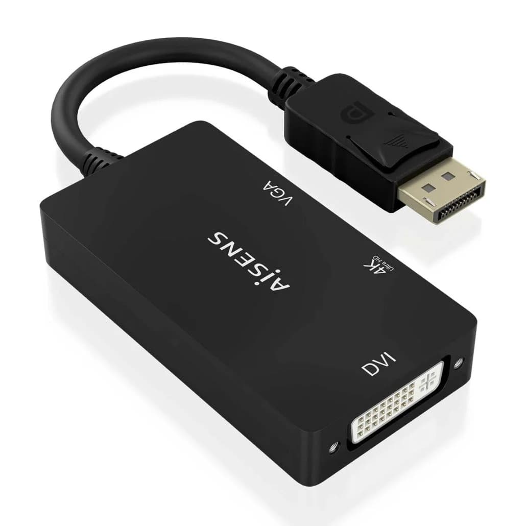 Aisens Cabo Conversor DisplayPort V1.2 para VGA/DVI/HDMI 4K A125-0861 15cm Preto