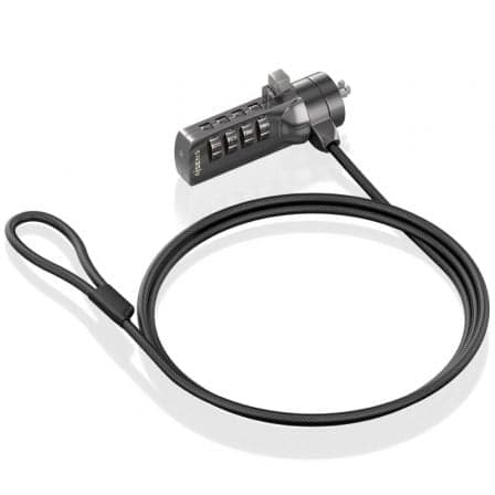 Aisens ASLK-D40N03-BK Cabo de Segurança de Aço com Fechadura de Combinação de 4 Dígitos Kensington 1.5m Preto