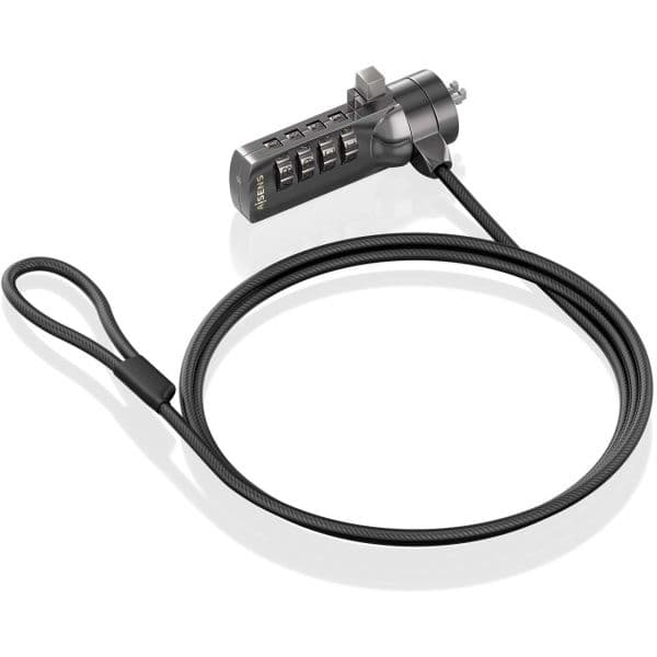 Aisens ASLK-D40N03-BK Cabo de Segurança de Aço com Fechadura de Combinação de 4 Dígitos Kensington 1.5m Preto