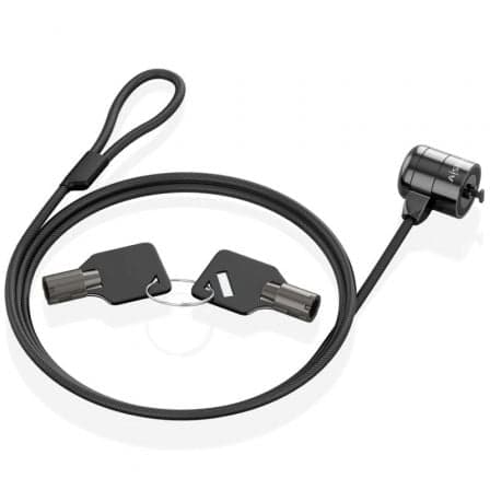 Aisens Cabo de Segurança de Aço com Fechadura de Chave Kensington Lock 1.5m Preto ASLK-D40K04-BK