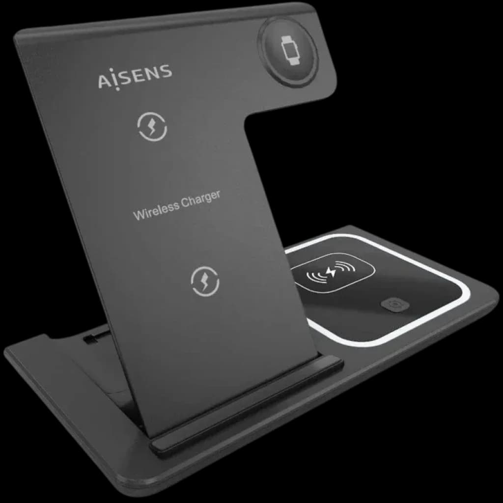 AISENS Carregador Wireless USB-C 3-em-1 15W Preto/Branco