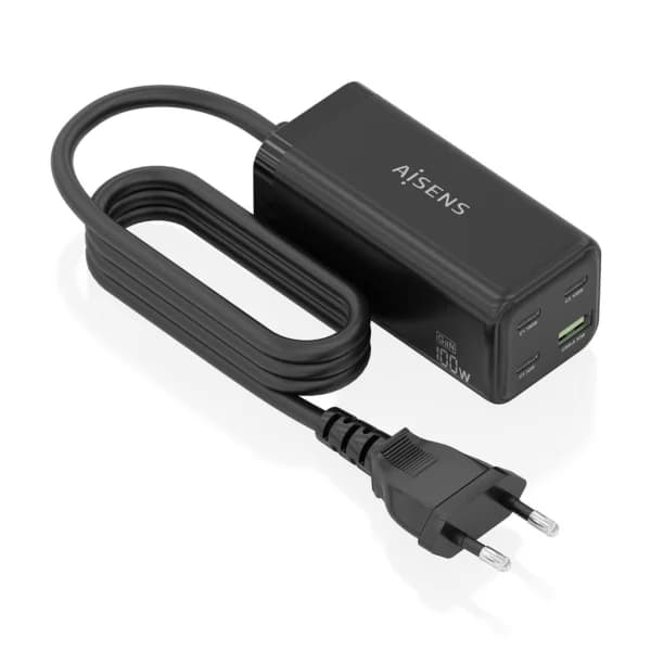 Carregador AISENS GAN 100W 3xUSB-C PD3.0, QC5.0 1xUSB-A QC3