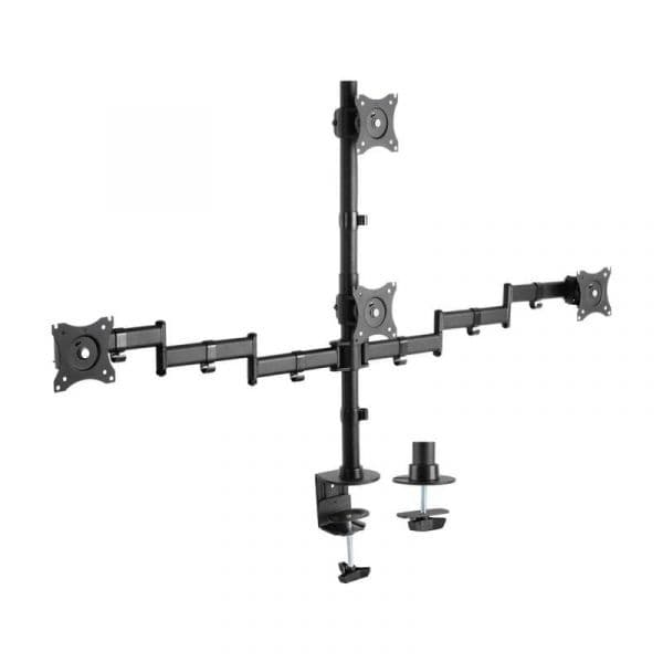 AISENS DT27TSR-379 Suporte de Secretária Giratório e Inclinável para 4 Monitores 13-27" VESA 100x100mm Máx.8kg por Braço em Aço Preto