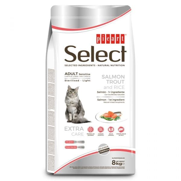 Picart Select Sensitive Sterilised / Light Adult Salmon & Trout 8Kg