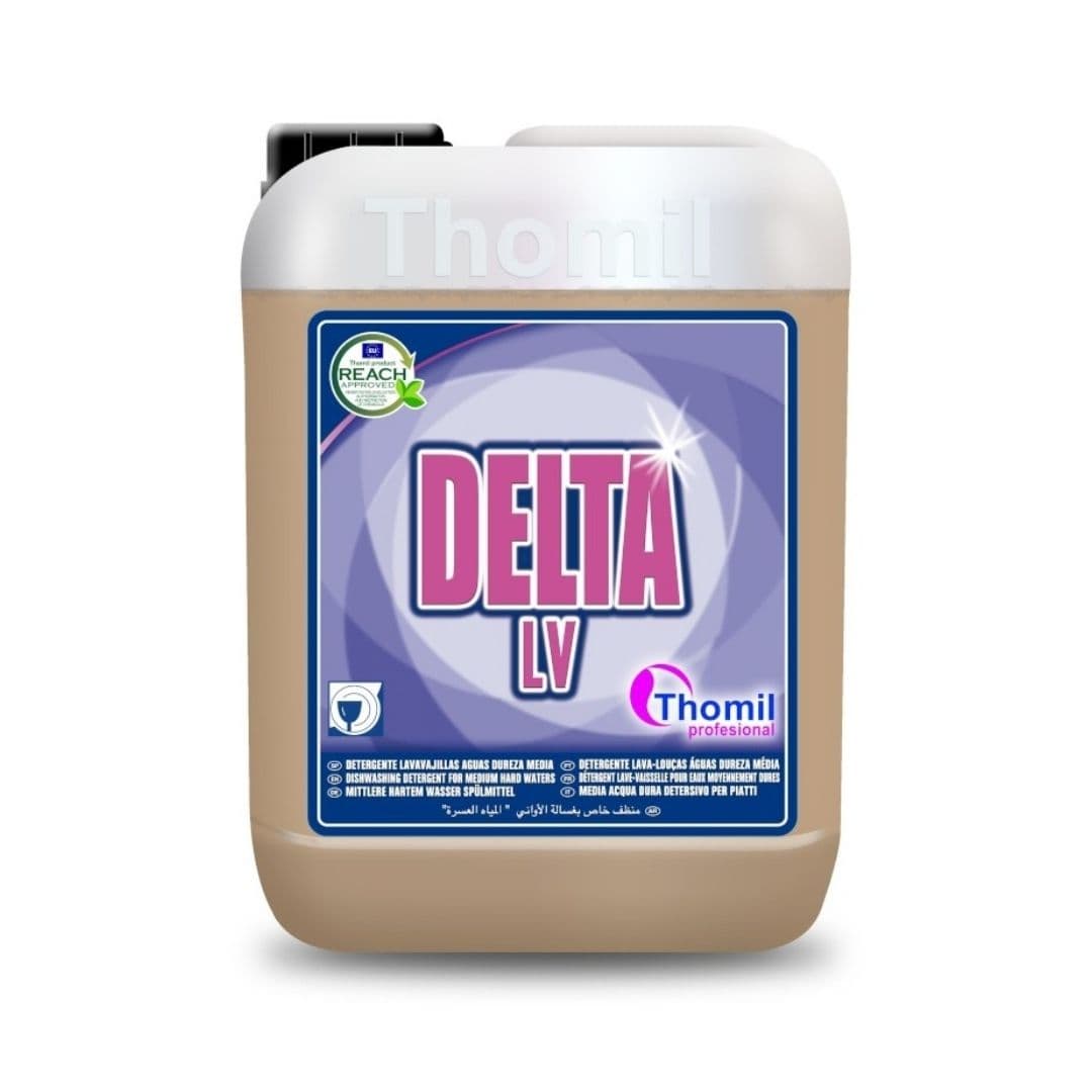 Thomil Delta LV – Detergente alcalino concentrado para máquinas de lavar loiça em águas de dureza média 4,6kg