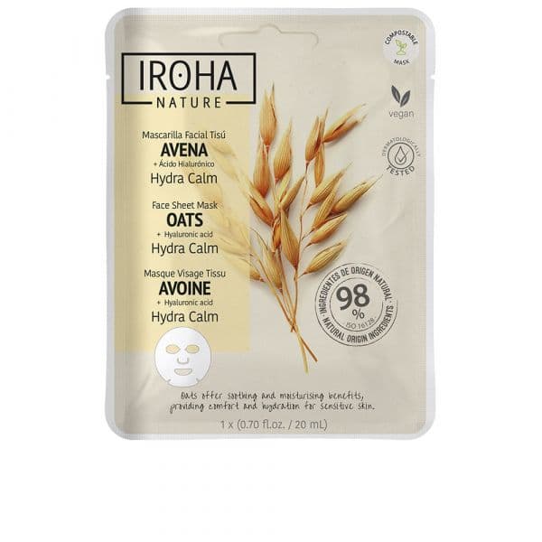 Iroha Nature Oats Hydra Calm Hyaluronic Acid Máscara Facial 1 unidade