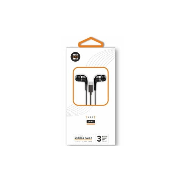 Tech One earTECH TEC1305 com USB-C e Microfone Integrado, Preto, 1.20m