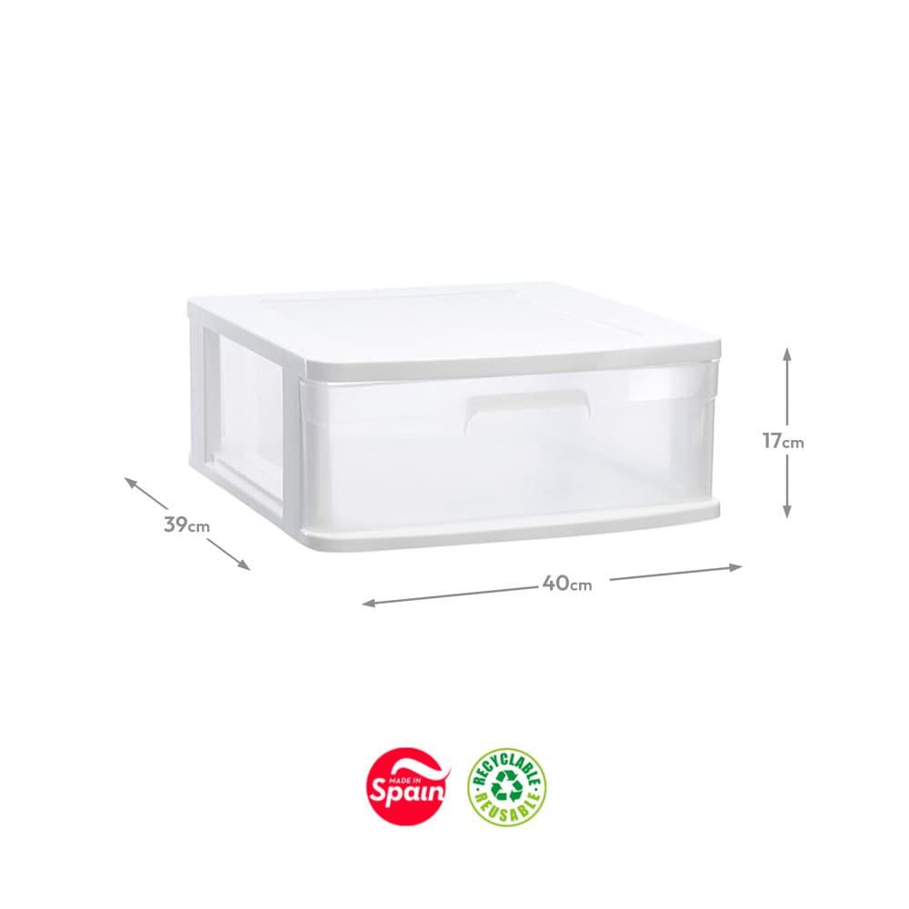 Bloco 1 Gaveta Plástico Sena 40x39x17cm Branco - 6881123201
