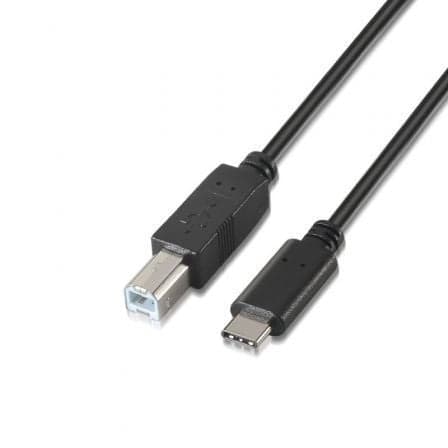 Cabo USB 2.0 AISENS A107-0054 / USB Tipo-C Macho / USB Tipo-B Macho / 2m / Preto