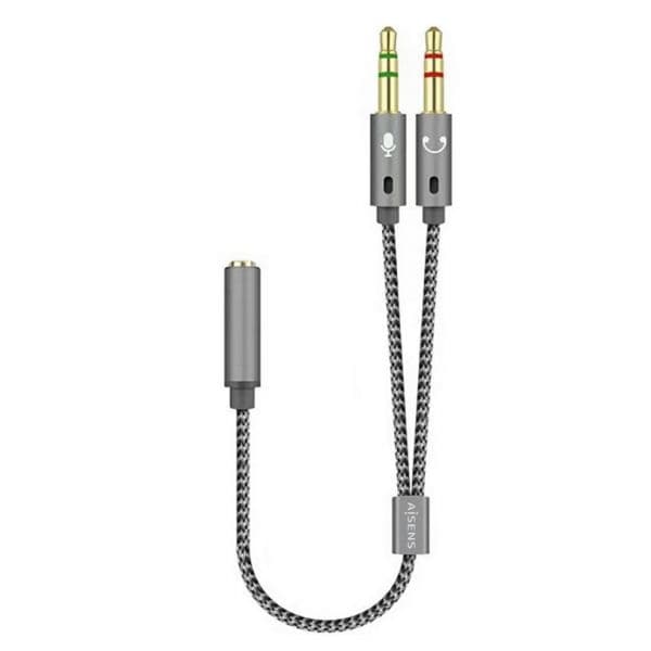 AISENS Cabo Aisens Audio Jack 3.5mm F p/ 2 x Audio Jack 3.5mm F 25cm Cinza
